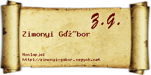 Zimonyi Gábor névjegykártya