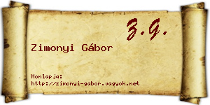 Zimonyi Gábor névjegykártya
